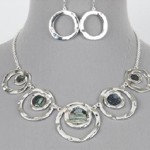 Silverplated Circle and Abalone Shell Necklace Set